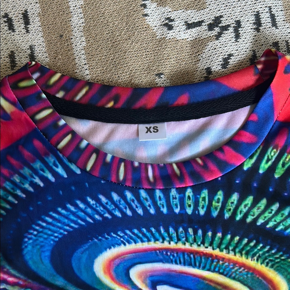 🌀Colorful Festival Psychedelic XS Unisex Top 🌀 RARE - Picture 2 of 3